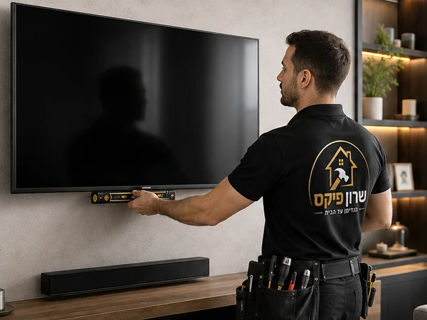 גרפיקת שירות של שרון פיקס להתקנת ותליית טלוויזיה על הקיר